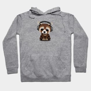 Cute Baby Red Panda Deejay Wearing Headphones Hoodie